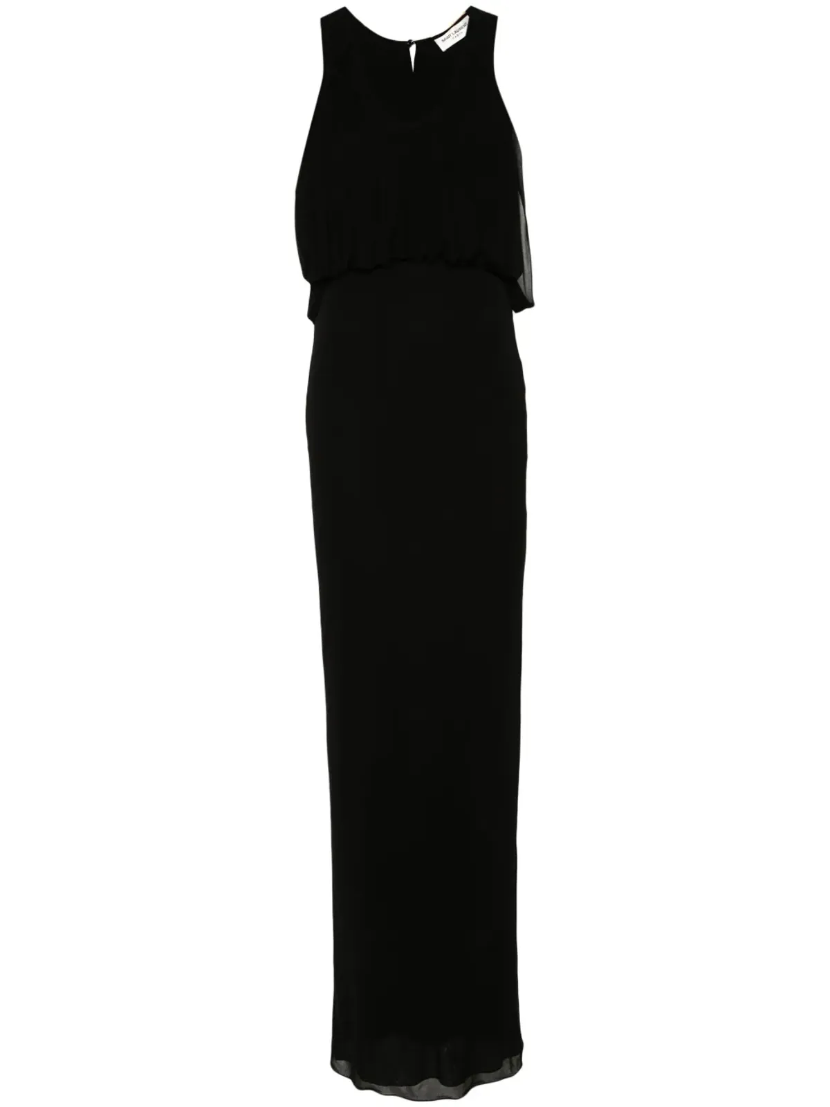 Saint Laurent ドレープマキシドレス - ブラック - 画像1