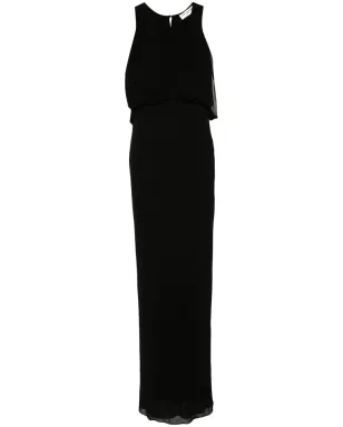 Saint Laurent ドレープマキシドレス - ブラック - サムネイル1