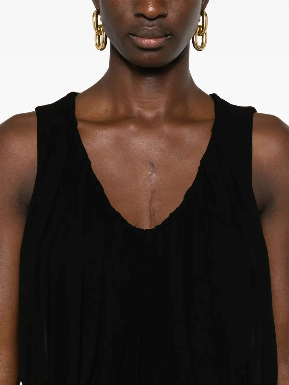 Saint Laurent ドレープマキシドレス - ブラック - 画像5