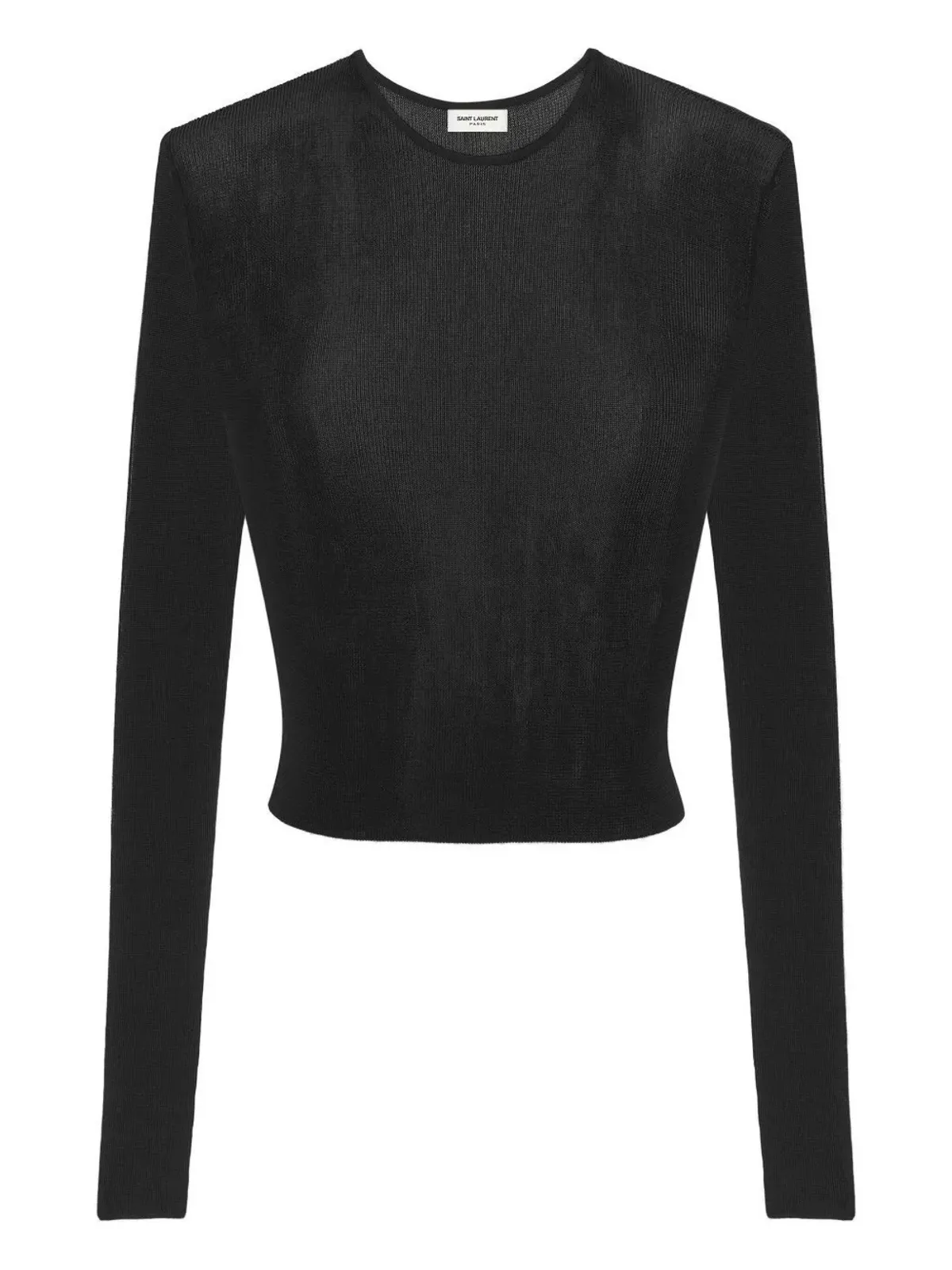 Saint Laurent ラウンドネック細密ニットトップス - ブラック - 画像1