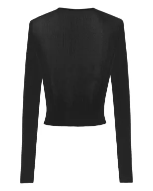 Saint Laurent ラウンドネック細密ニットトップス - ブラック - サムネイル2