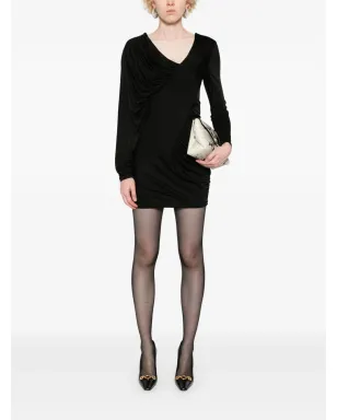 Saint Laurent ドレープミニドレス（ブラック） - サムネイル2