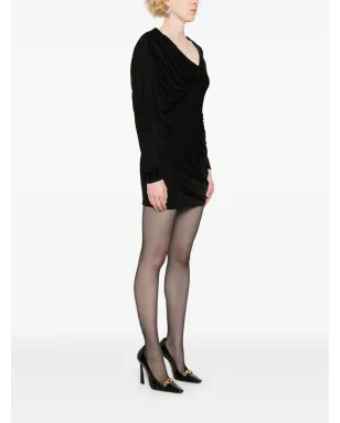 Saint Laurent ドレープミニドレス（ブラック） - サムネイル3