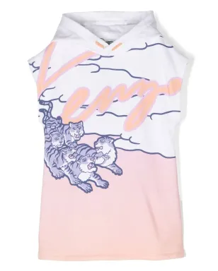 Kenzo Kids ノースリーブ タイガープリント フード付き ワンピース - White - サムネイル1