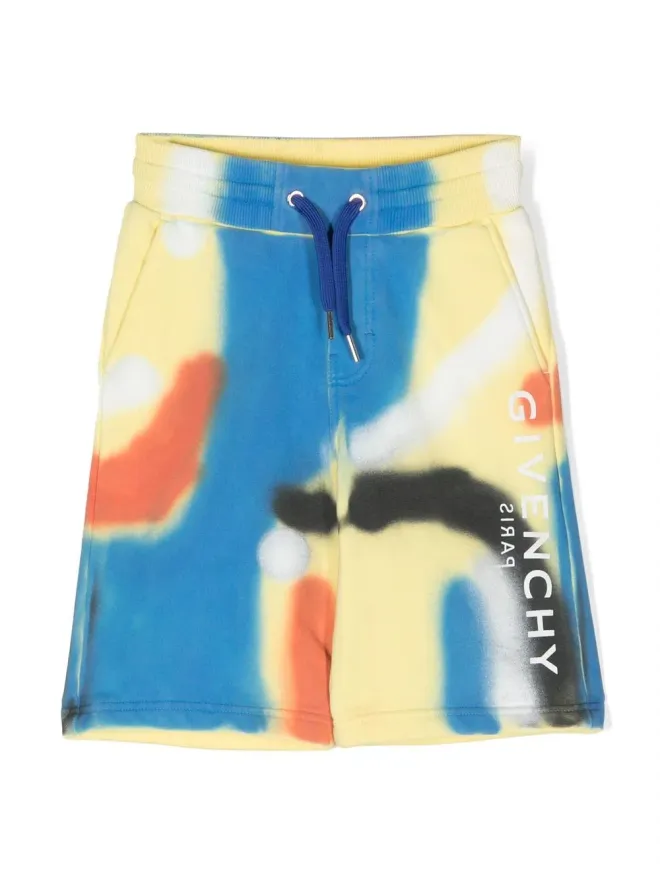 Givenchy Kids Givenchy Kids スプレーペイントプリント トラックショーツ - イエローの商品画像