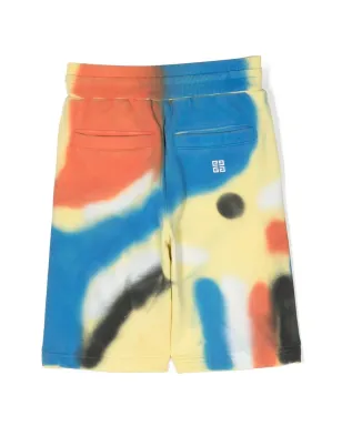Givenchy Kids スプレーペイントプリント トラックショーツ - イエロー - サムネイル2