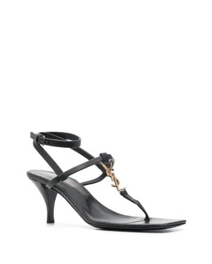 Saint Laurent 60mm Cassandra レザーサンダル - ブラック - サムネイル2