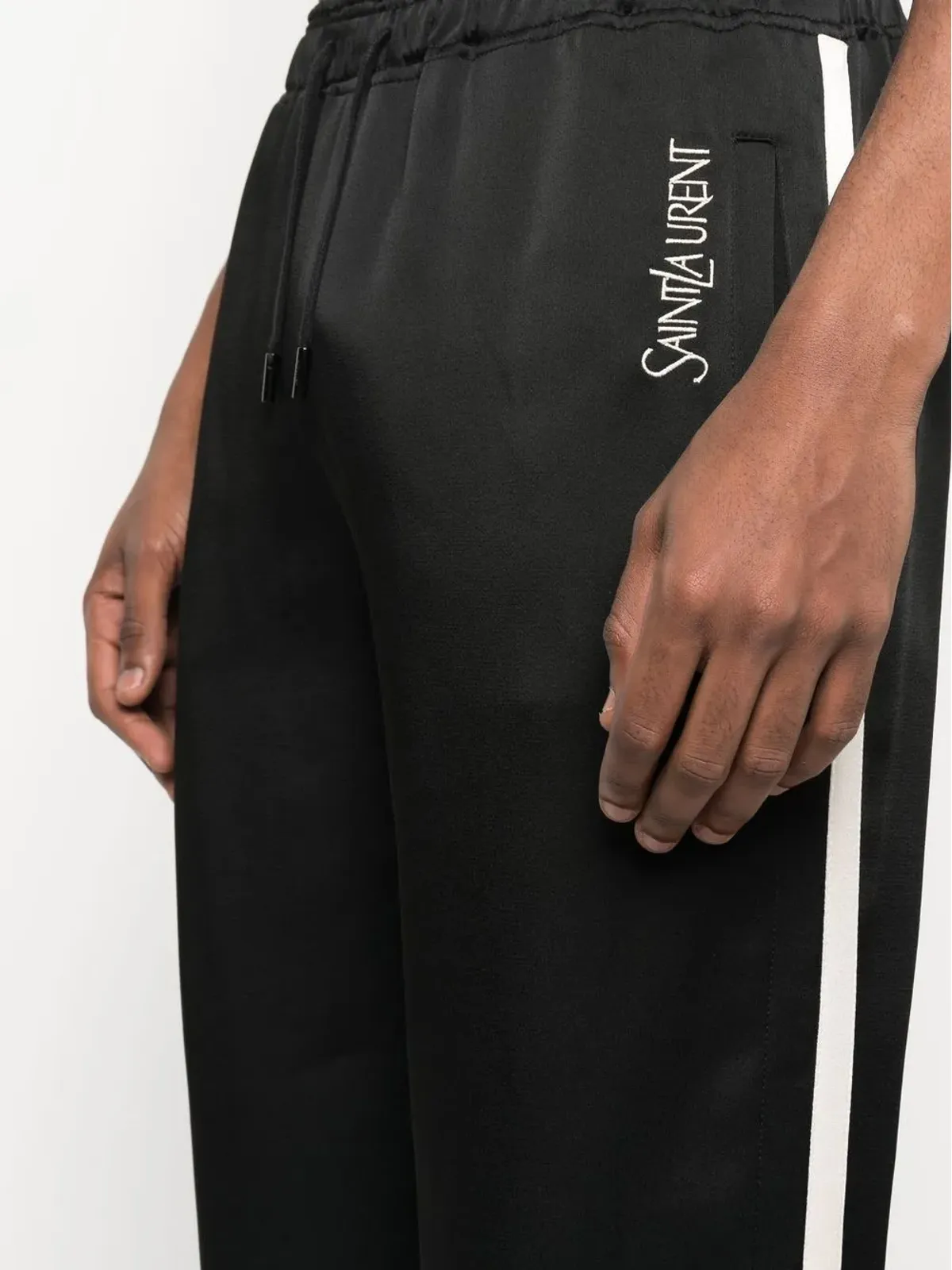 Saint Laurent 刺繍ロゴ入りストライプのトラックパンツ - 画像5