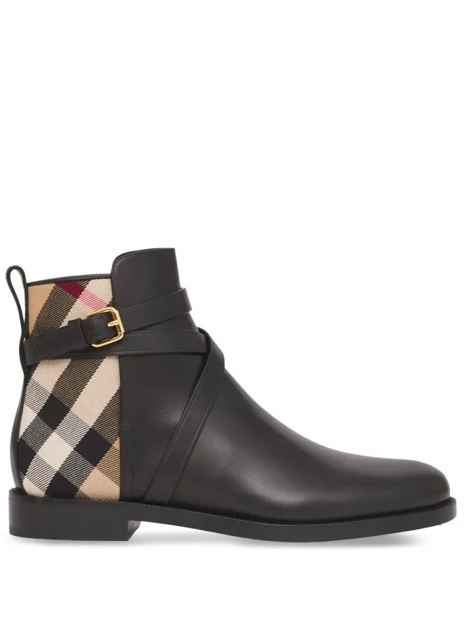 Burberry Burberry ハウスチェック レザー アンクルブーツの商品画像