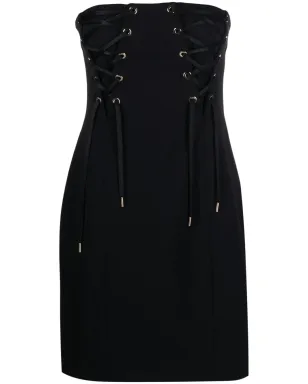PINKO レースアップストラップレス・ストレッチクレープ・ミニドレス - サムネイル1