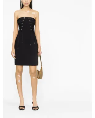 PINKO レースアップストラップレス・ストレッチクレープ・ミニドレス - サムネイル2