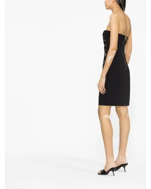 PINKO レースアップストラップレス・ストレッチクレープ・ミニドレス - サムネイル3