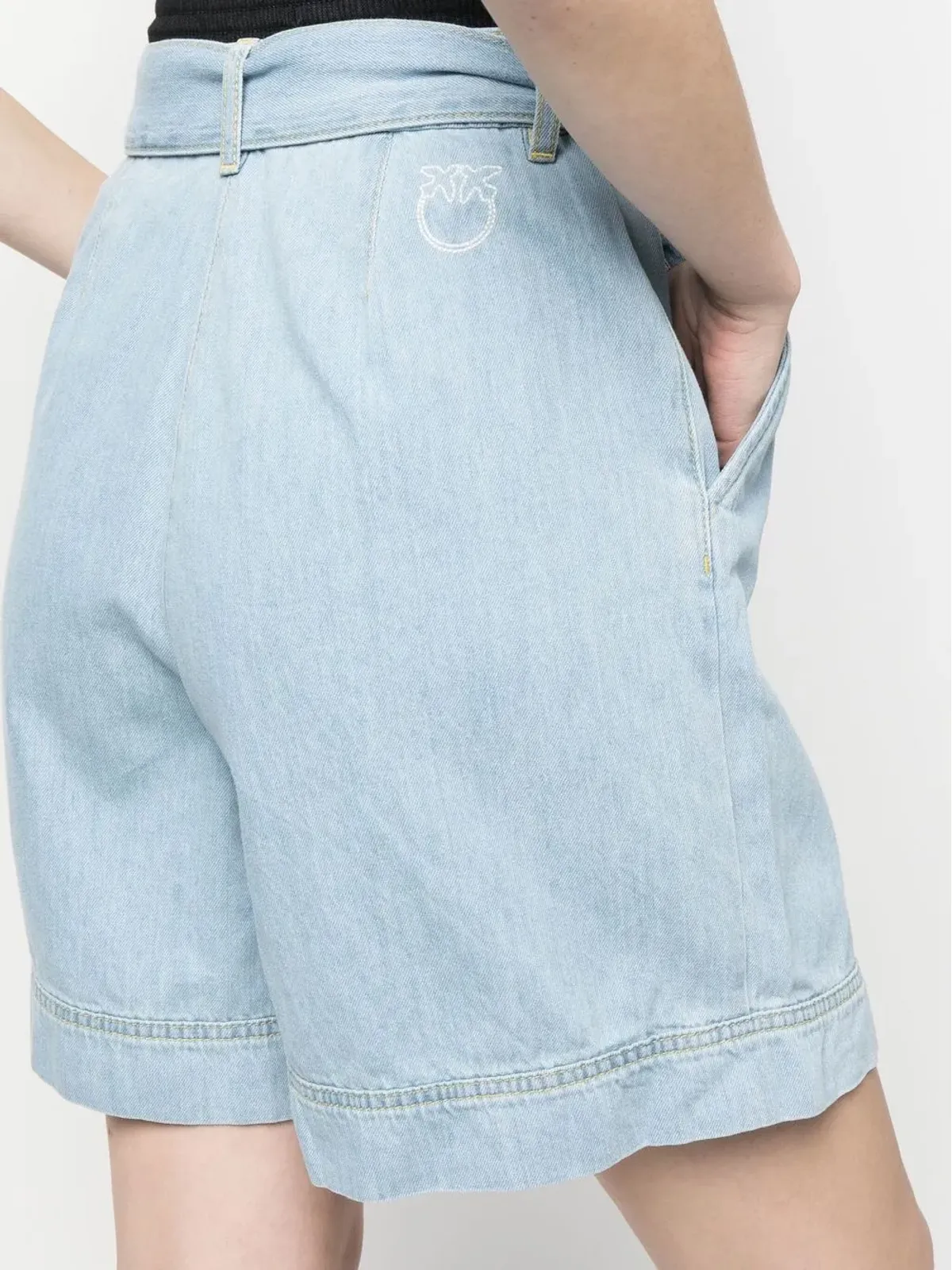 PINKO ベルト付きデニムショーツ ブルー - 画像5