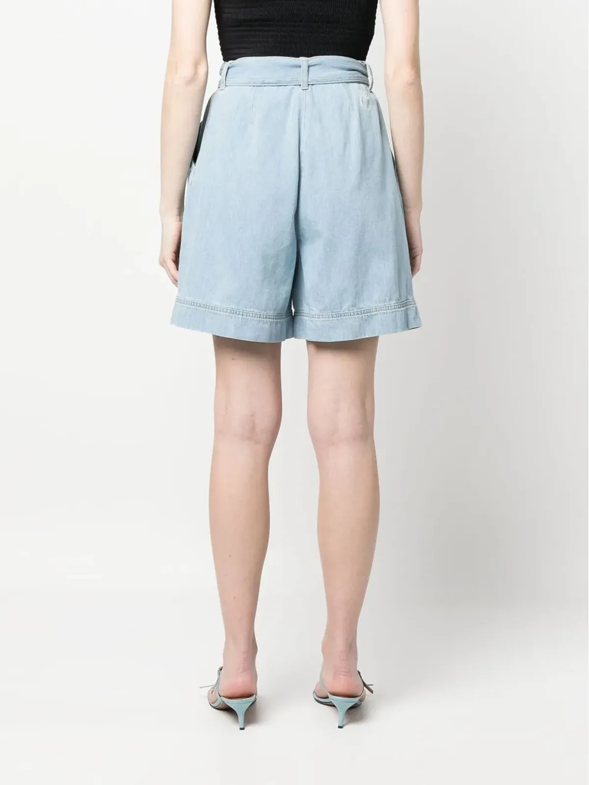 PINKO ベルト付きデニムショーツ ブルー - 画像4