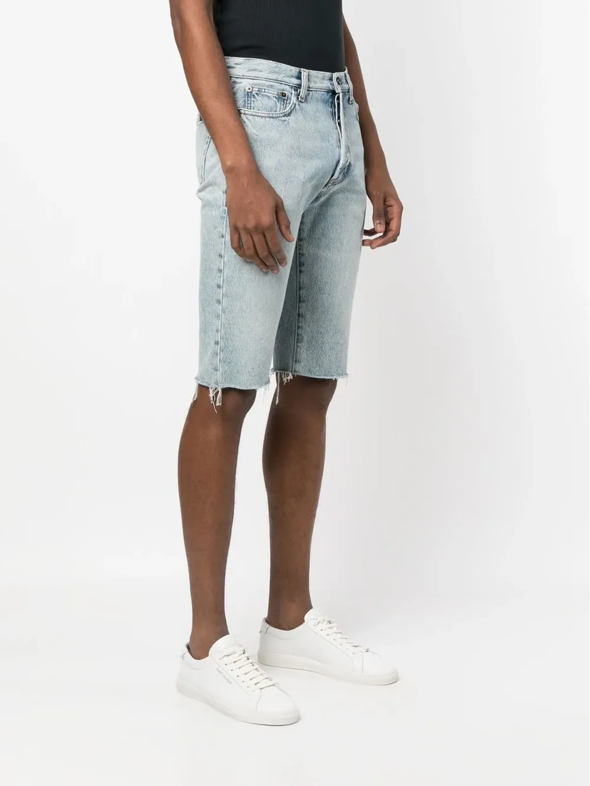 Saint Laurent 裾が切りっぱなしのデニムショートパンツ - ブルー - 画像3