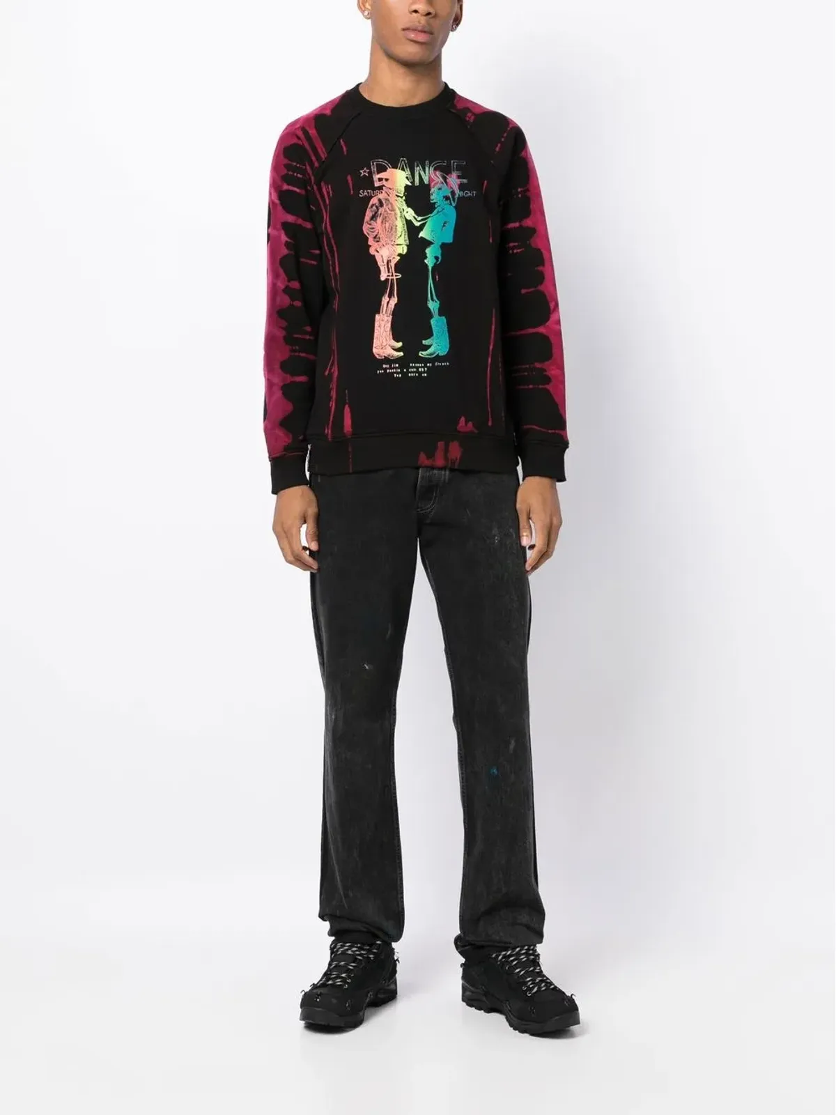 Stain Shade Skeleton-Print Sweatshirt - Black - 画像2