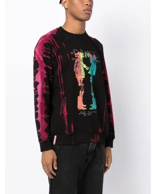 Stain Shade Skeleton-Print Sweatshirt - Black - サムネイル3
