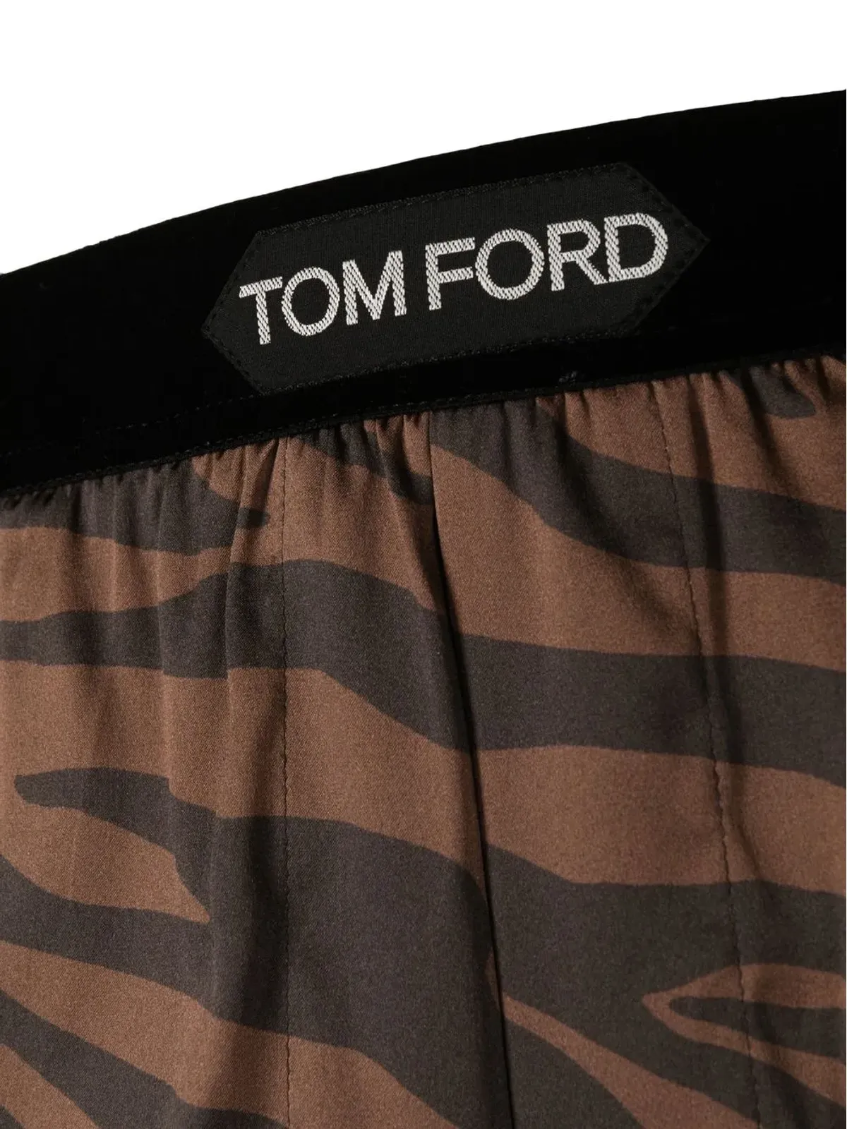 TOM FORD ゼブラ柄シルクボクサーショーツ ブラウン - 画像3