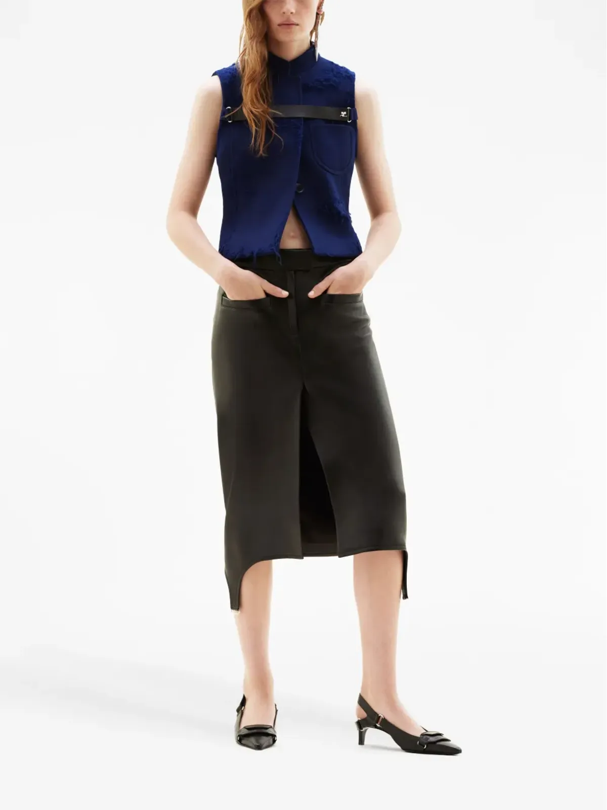 Courrèges ダメージ加工ストラップディテール ジャケット - 画像2