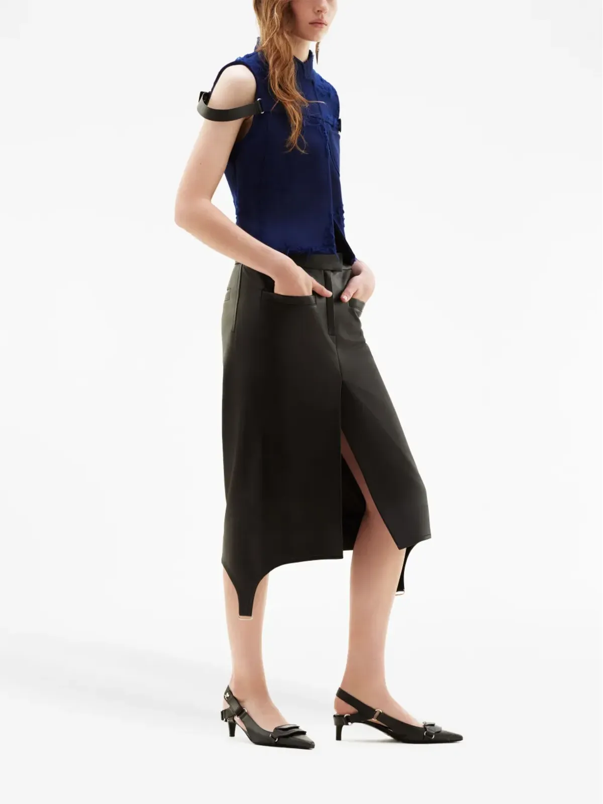 Courrèges ダメージ加工ストラップディテール ジャケット - 画像3