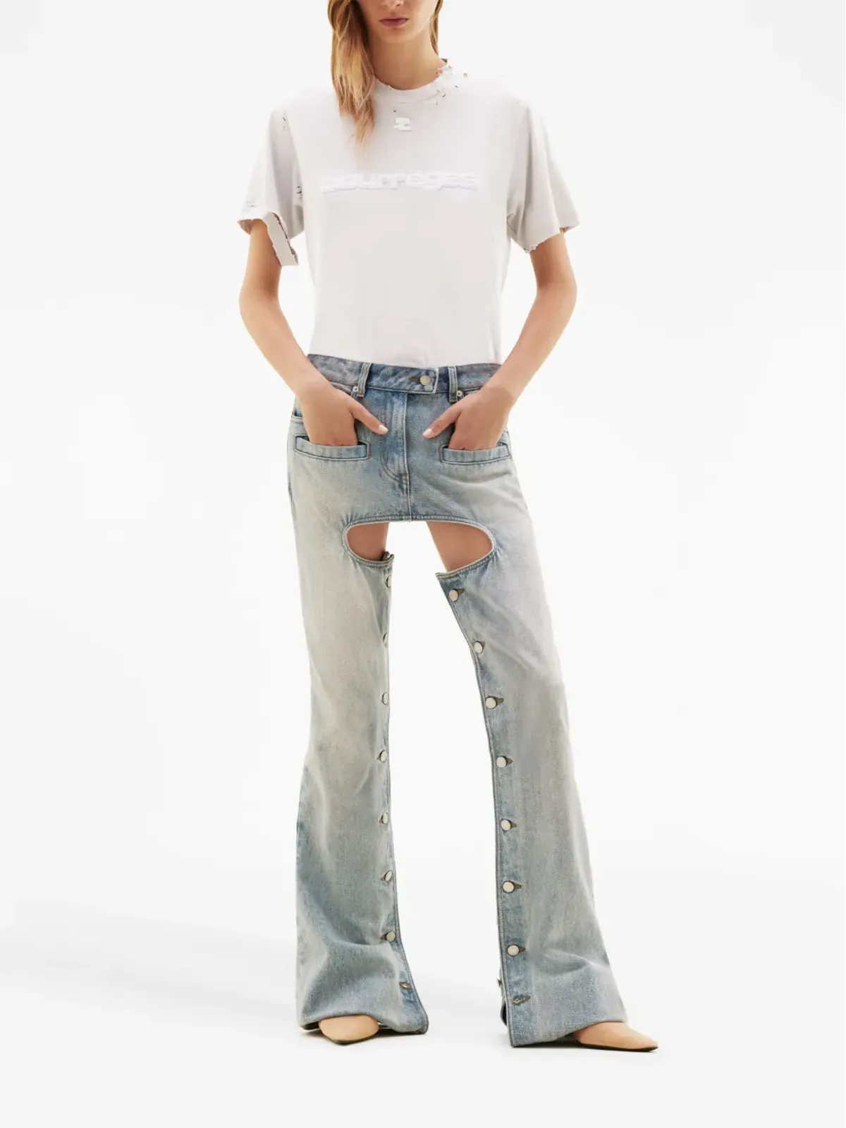 Courrèges カットアウト・フレアデニムパンツ - ブルー - 画像2