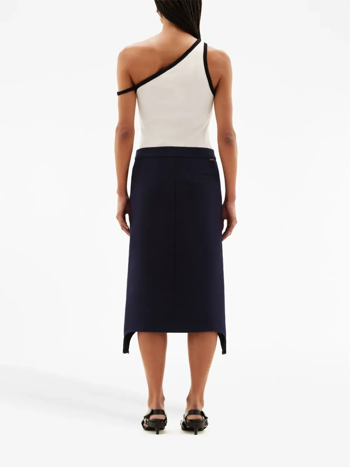 Courrèges サスペンダー付きミディツイルスカート - 画像4