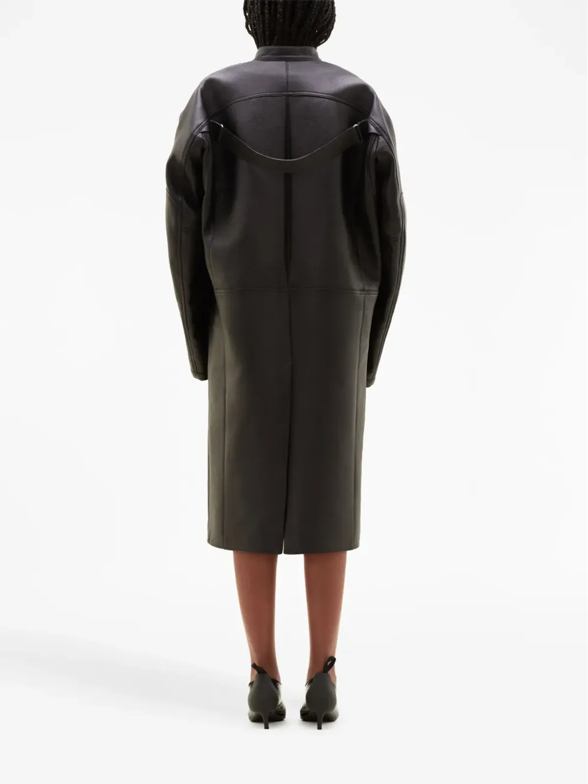 Courrèges ロゴデボスドレザーコート - 画像4