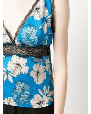 PINKO 花柄プリント レーストリム タンクトップ - サムネイル5
