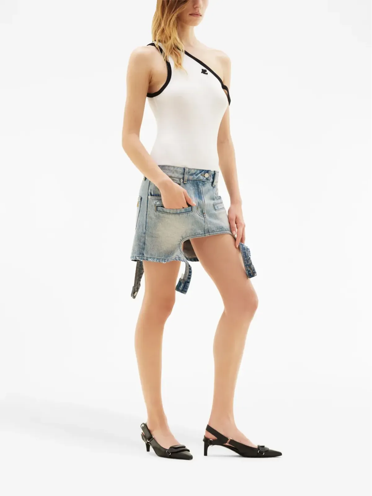 Courrèges カットアウトデニムミニスカート - 画像3