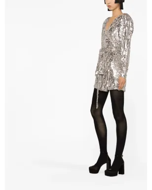 ROTATE BIRGER CHRISTENSEN スパンコール付きVネックドレス - サムネイル3