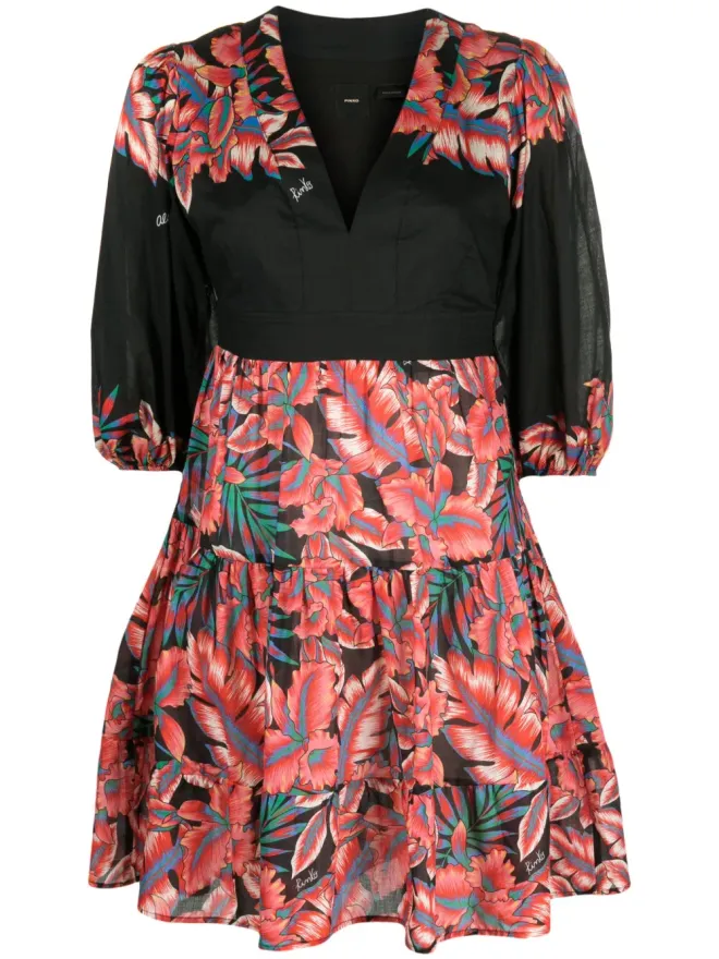 PINKO PINKO floral-print cotton minidress - Blackの商品画像