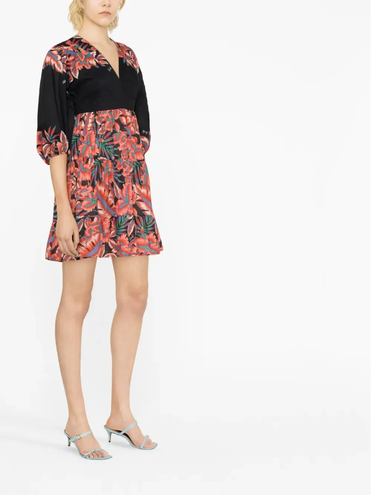 PINKO floral-print cotton minidress - Black - 画像4
