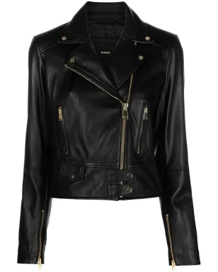 PINKO クロップドレザーバイカージャケット - サムネイル1