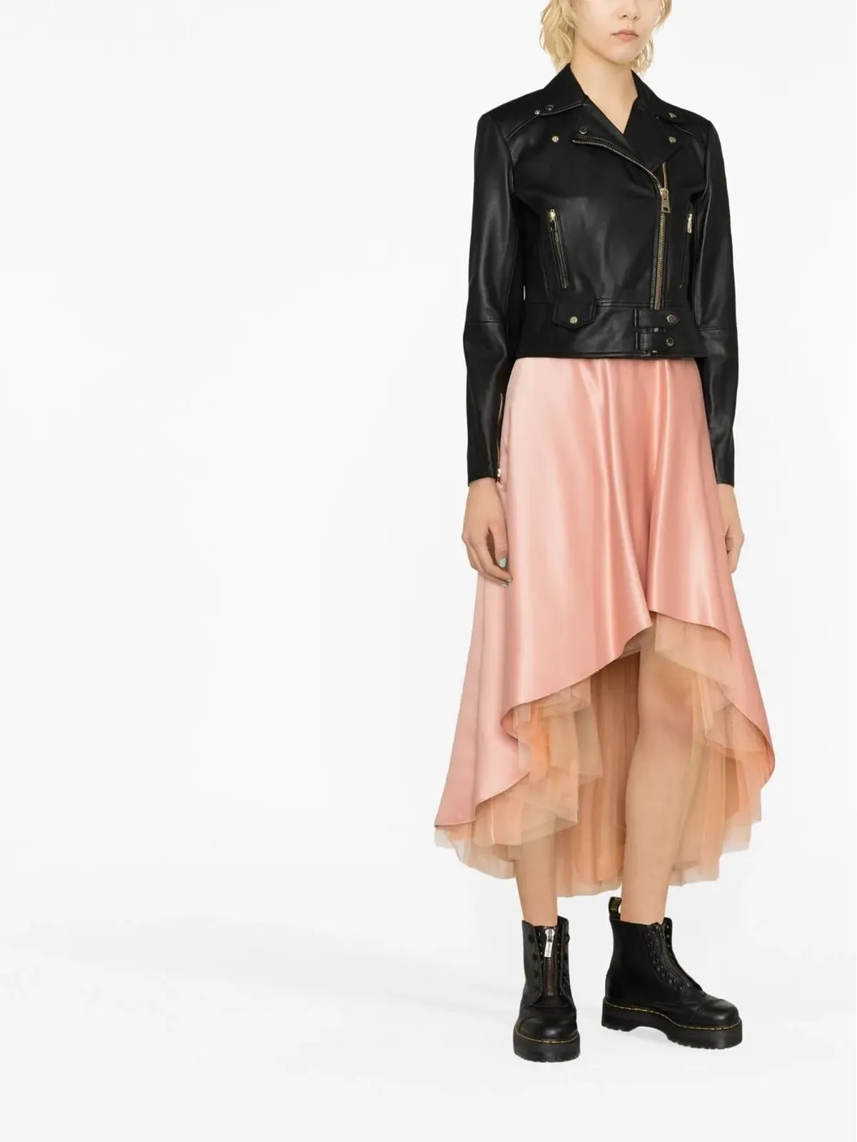 PINKO クロップドレザーバイカージャケット - 画像2