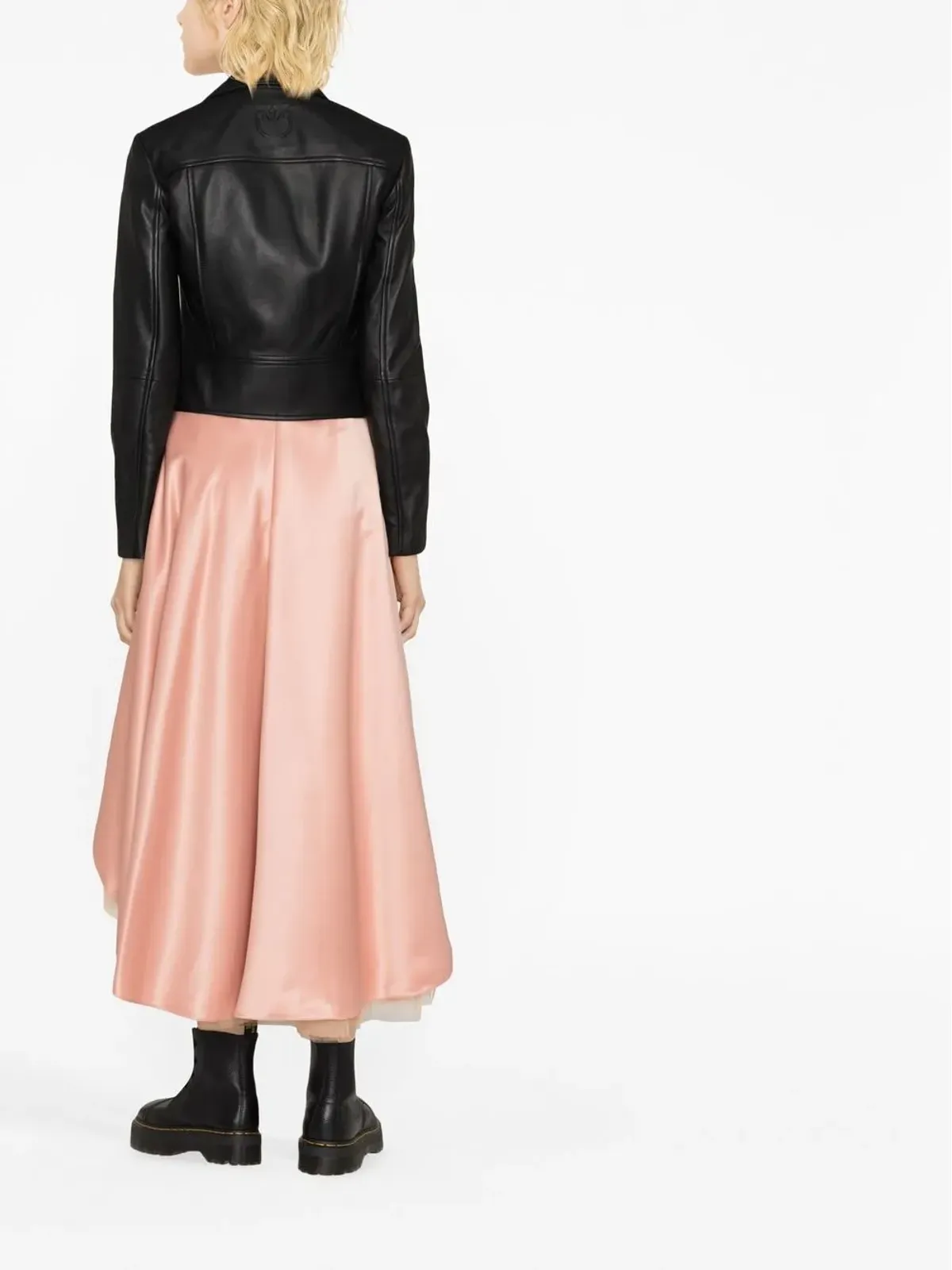 PINKO クロップドレザーバイカージャケット - 画像4