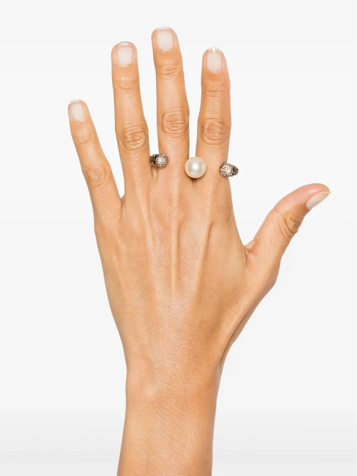 Alexander McQueen skull knuckleduster ring - Gold - 画像2