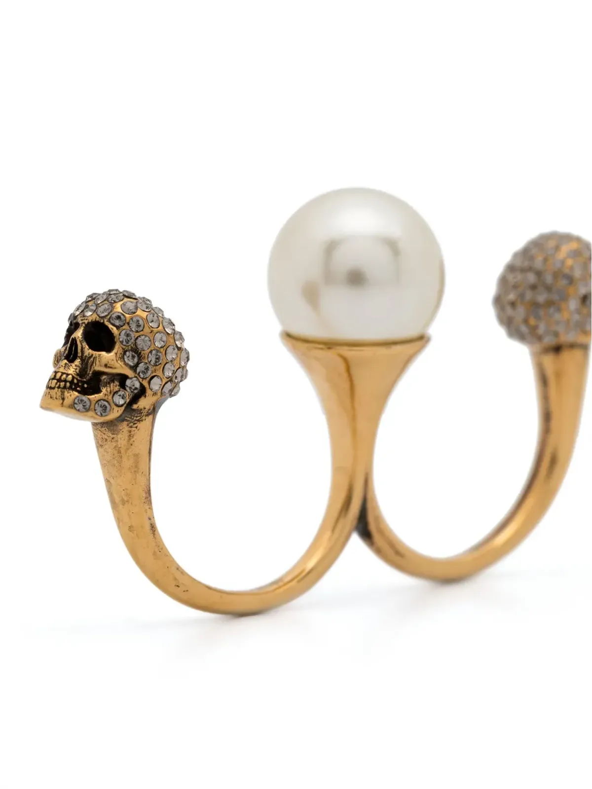 Alexander McQueen skull knuckleduster ring - Gold - 画像3