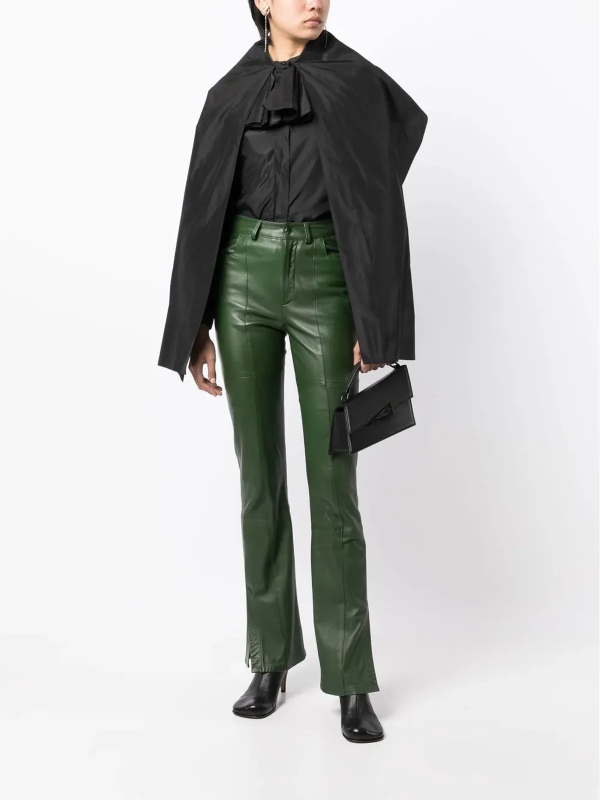 Saint Laurent Pre-Owned ケープレイヤード・シルク・ブラウス - 画像2