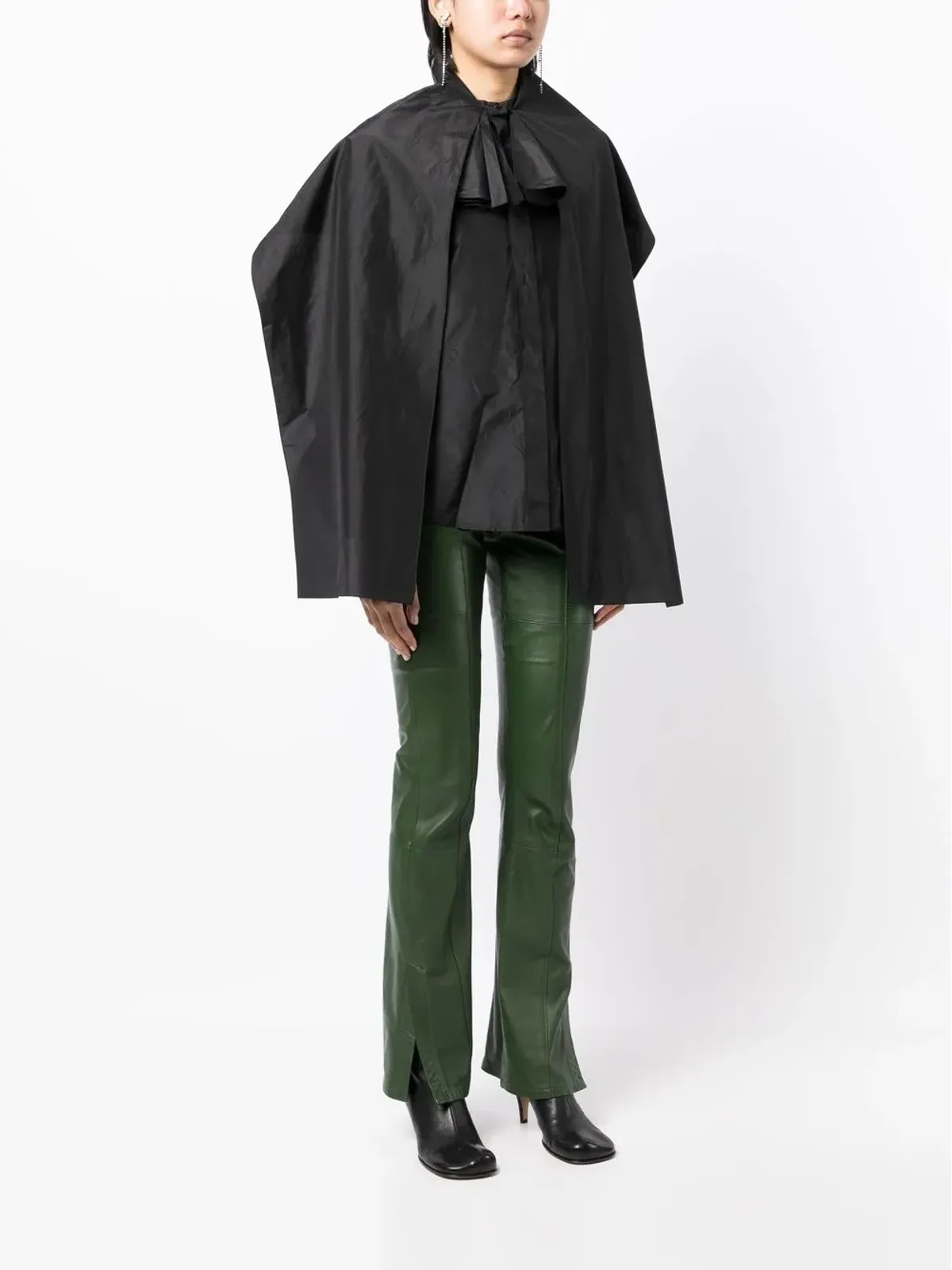 Saint Laurent Pre-Owned ケープレイヤード・シルク・ブラウス - 画像3
