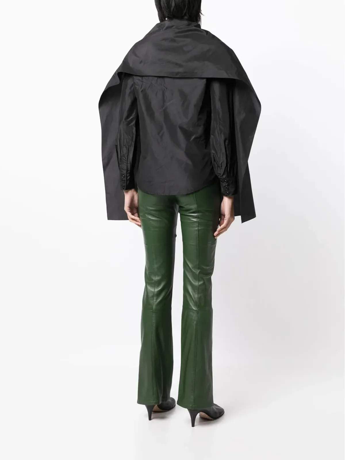 Saint Laurent Pre-Owned ケープレイヤード・シルク・ブラウス - 画像4