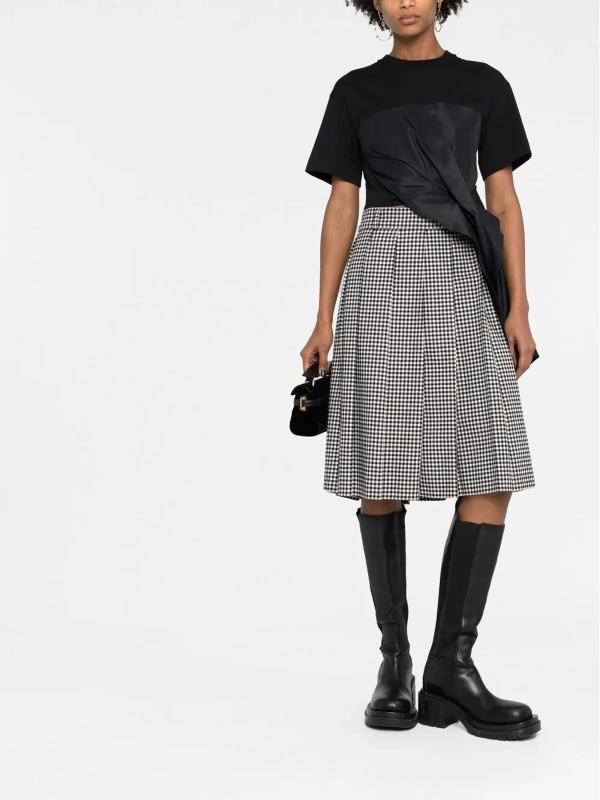 Alexander McQueen シャーリングディテール アシンメトリックTシャツ - 画像2