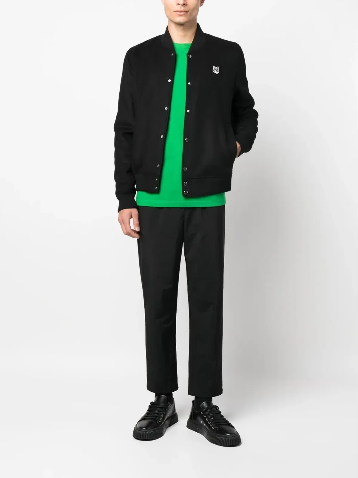 Maison Kitsuné ドローストリング・ストレートレッグ・トラウザーズ - ブラック - 画像2