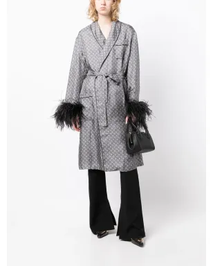 Prada Pre-Owned フェザー・ディテール シルク ローブ - サムネイル2