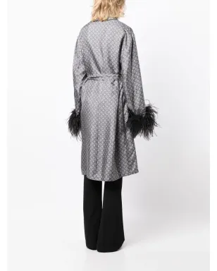 Prada Pre-Owned フェザー・ディテール シルク ローブ - サムネイル4