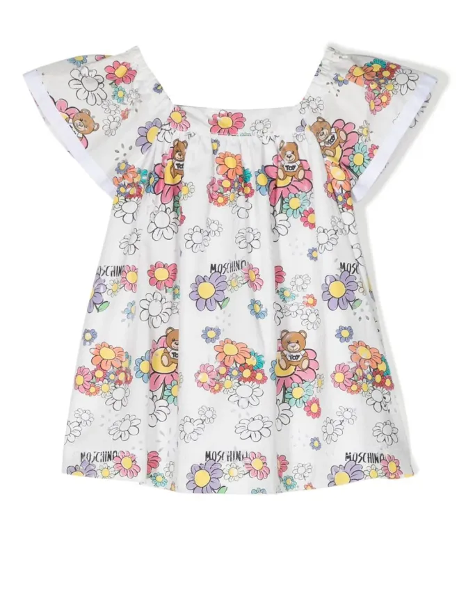Moschino Kids Moschino Kids テディベア柄コットンワンピースの商品画像