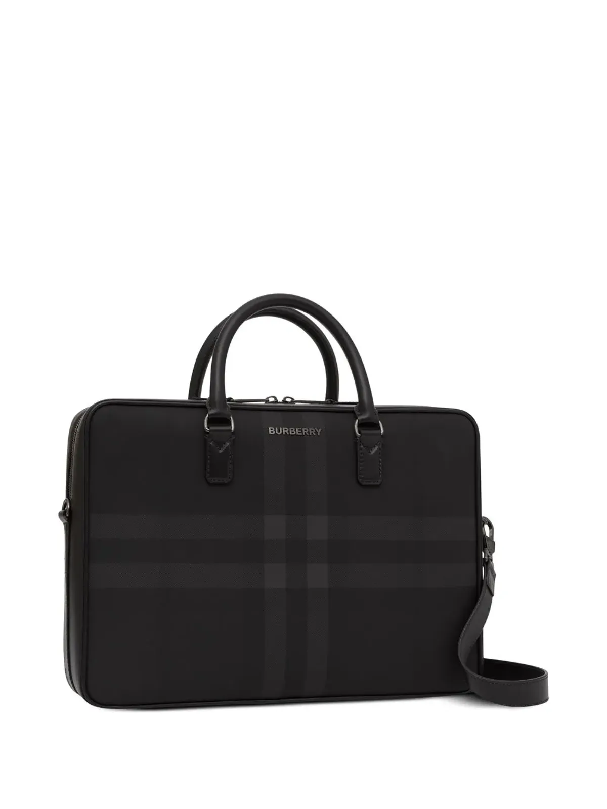 Burberry チェック柄レザー ブリーフケース - 画像3