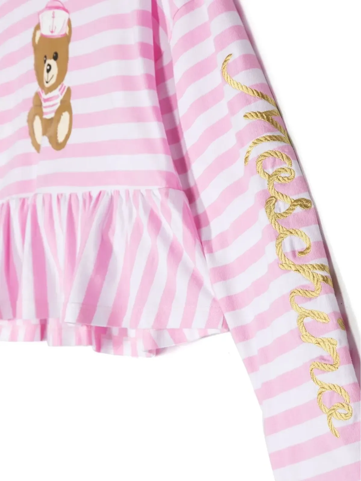 Moschino Kids ストライプ柄セーラーテディベア ペプラムトップ - ピンク - 画像3
