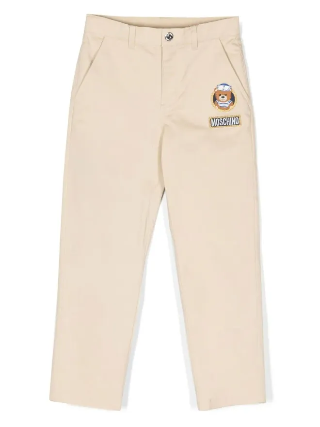 Moschino Kids Moschino Kids ロゴパッチ ストレートレッグ チノパンツの商品画像