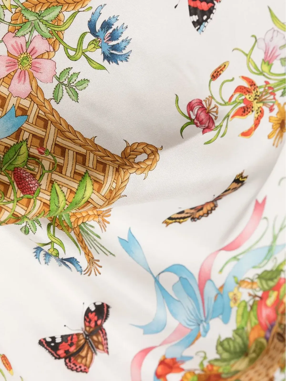 Gucci Pre-Owned 1970年代 蝶花柄 シルクスカーフ - 画像3