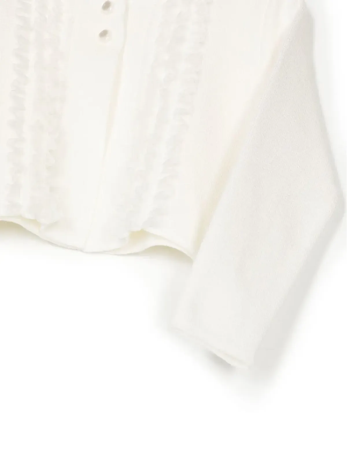 familiar ラッフル付きボタン前開きカーディガン - White - 画像3